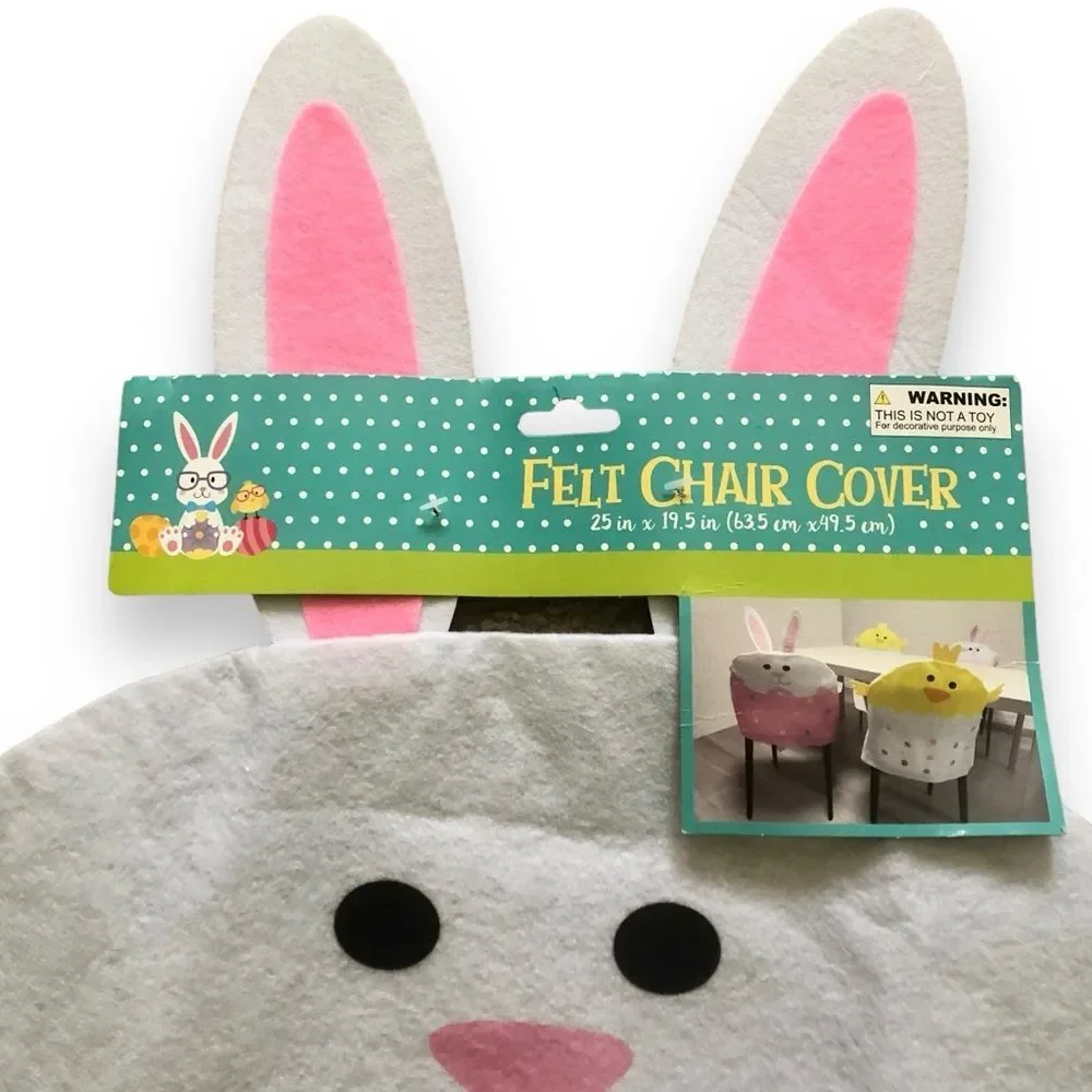 Felt Easter Bunny Chair Cover NWT White Pink Polka Dots Novelty